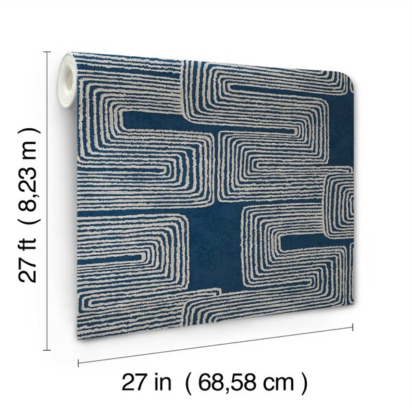 York Wallcoverings Zulu Thread Midnight and Silver Wallpaper - AG2033