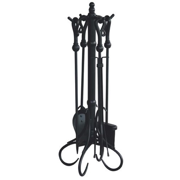 Uniflame 5 PC BLACK HEAVY WEIGHT FIRESET WITH CROOK HANDLES - F-1021