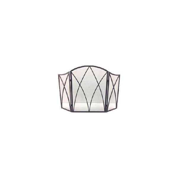 Panacea Fireplace Screen, Gothic Black Steel, 32 x 48-In. - 15193