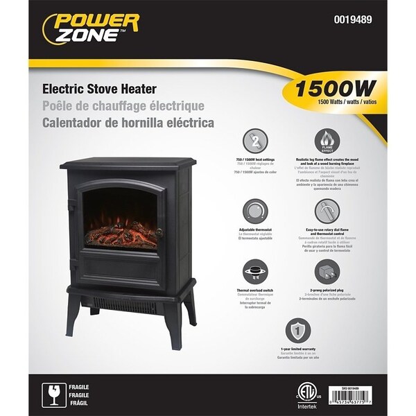 Powerzone PowerZone ND-18D2S Electric Fireplace Heater, 120 V, Black - ND-18D2S
