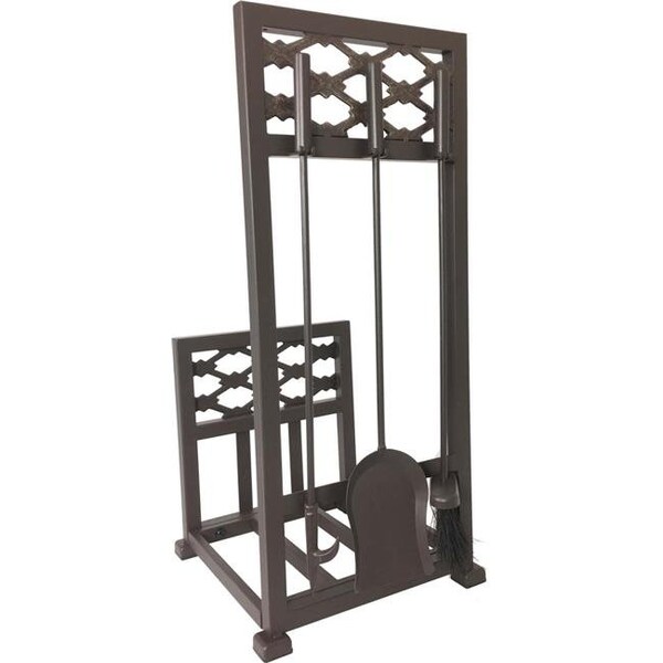 Dagan Dagan 5804 Lattice Design Log Rack with Tools; Bronze - 4 Piece - 5804
