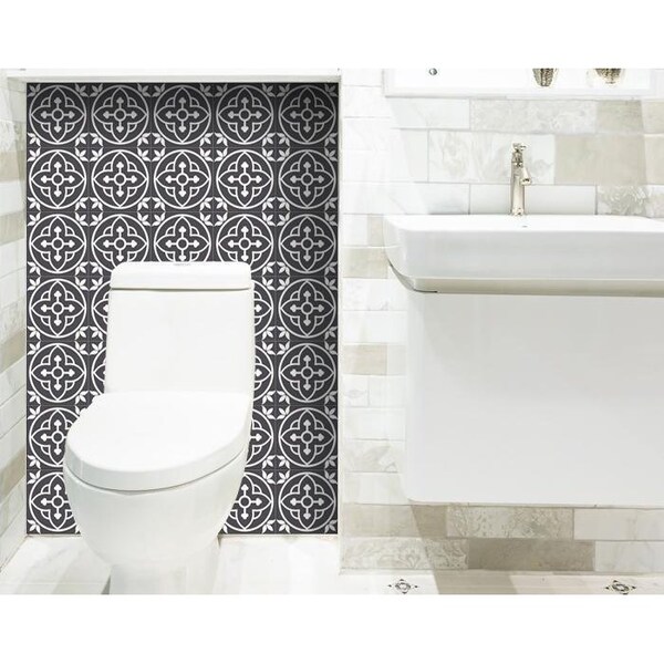 Homeroots 4 x 4 in. Tulipa Gray & White Peel & Stick Removable Tiles - 399895