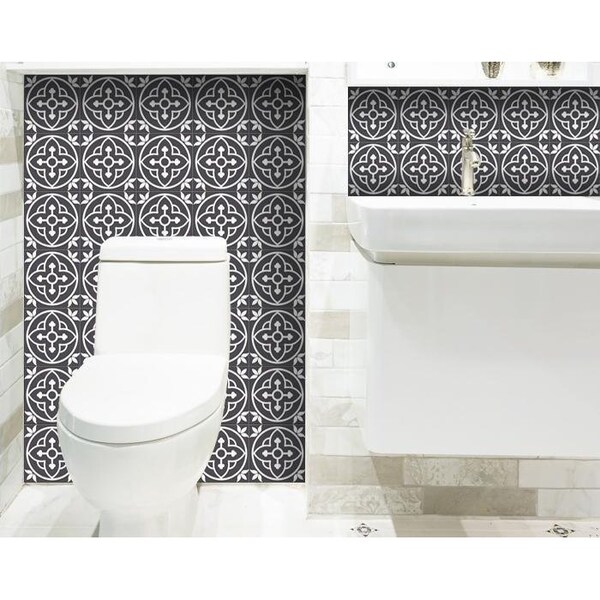 Homeroots 4 x 4 in. Tulipa Gray & White Peel & Stick Removable Tiles - 399895