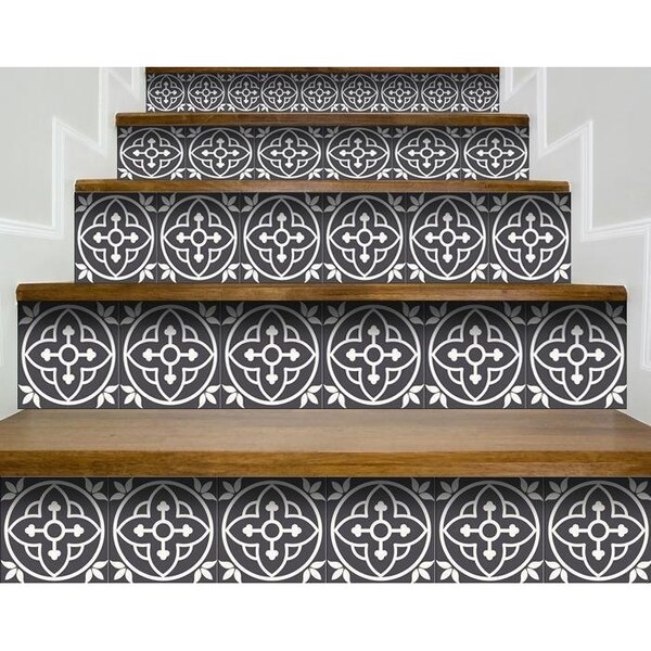 Homeroots 4 x 4 in. Tulipa Gray & White Peel & Stick Removable Tiles - 399895