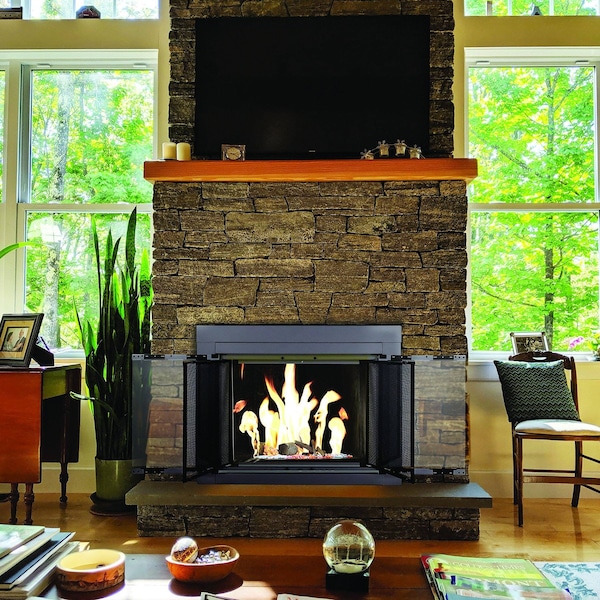 Fireplace Glass Doors Alpine Medium Skyline Nickel - AN-1011SN