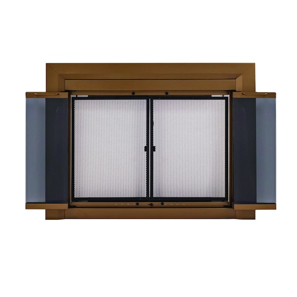 Fireplace Glass Doors Clairmont Medium Heritage Brass - CM-3011HE