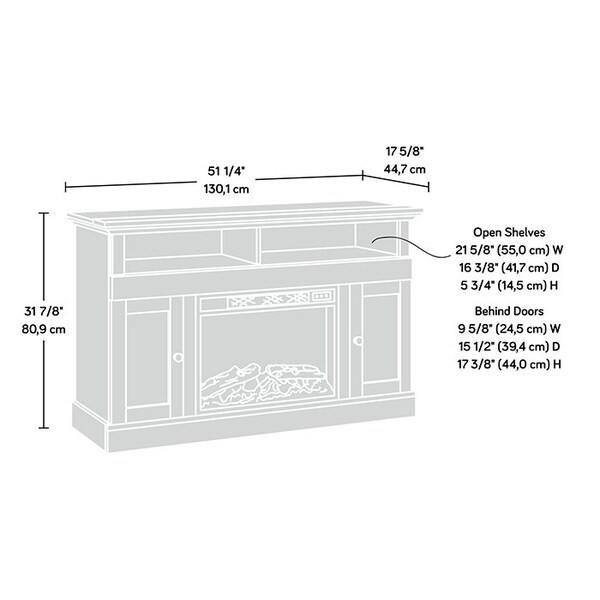 Sauder Cannery Bridge Media Fireplace , Accommodates up to a 60 in. TV weighing 70 lbs - 423001