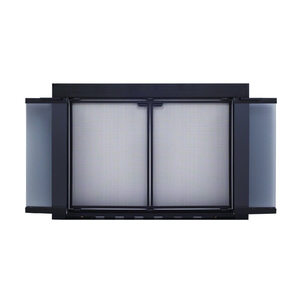 Fireplace Glass Doors Linear Aluminum Size No 4 Black - SL-4014BL