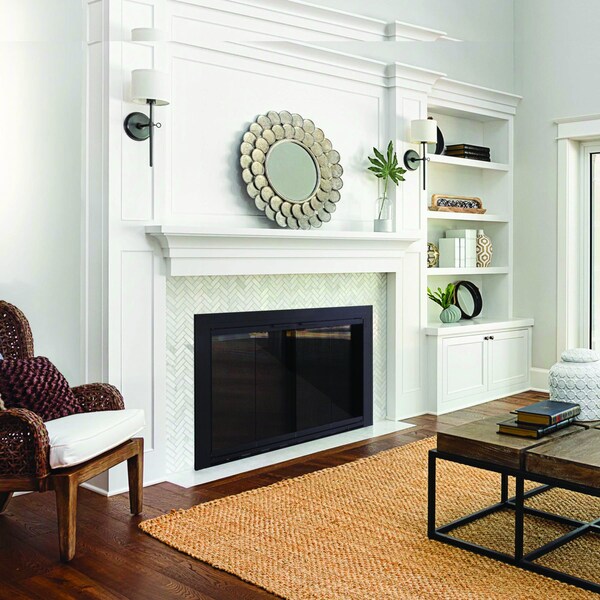 Fireplace Glass Doors Linear Aluminum Size No 4 Black - SL-4014BL