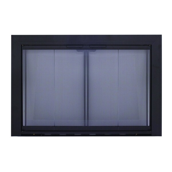 Fireplace Glass Doors Linear Aluminum Size No 4 Black - SL-4014BL
