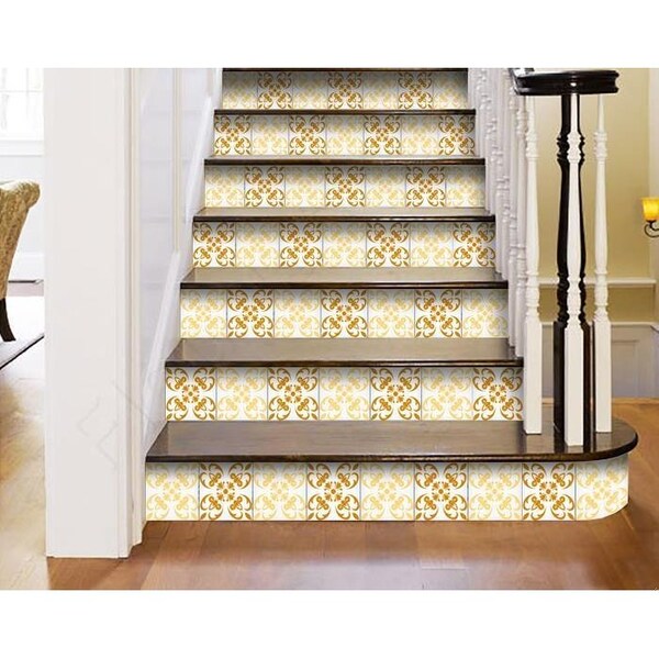Homeroots 7 x 7 in. Golden Yellow Retro Peel & Stick Removable Tiles - 399843