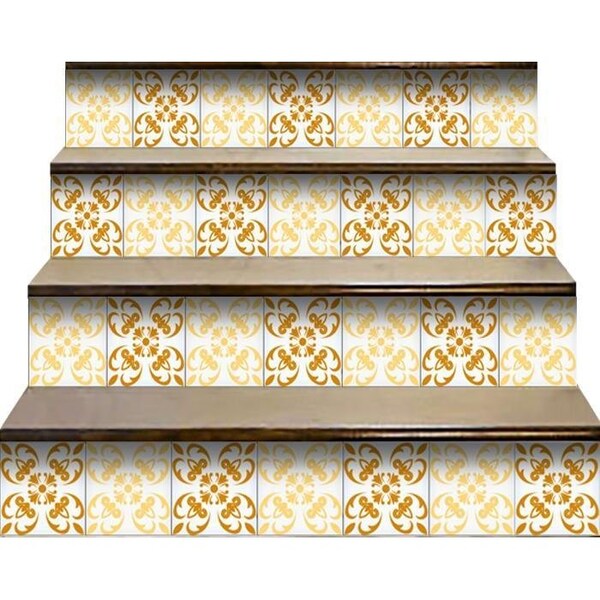 Homeroots 7 x 7 in. Golden Yellow Retro Peel & Stick Removable Tiles - 399843
