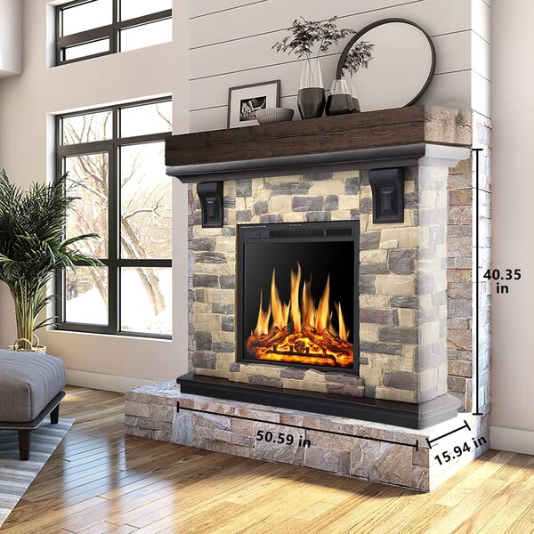 Edendirect 50.59'' 750/1500W Heater, 7 Flame Brightness, Multi-Color Freestanding Electric Fireplace - Y4926+Y926M