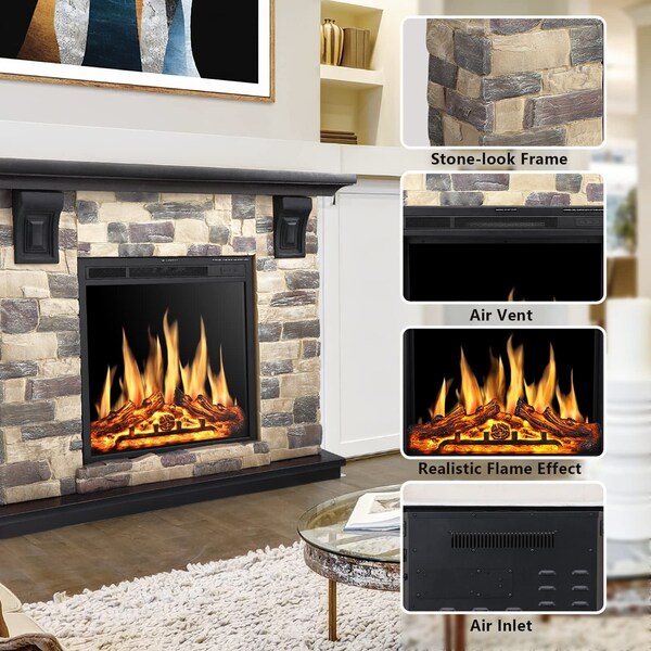 Edendirect 50.59'' 750/1500W Heater, 7 Flame Brightness, Multi-Color Freestanding Electric Fireplace - Y4926+Y926M