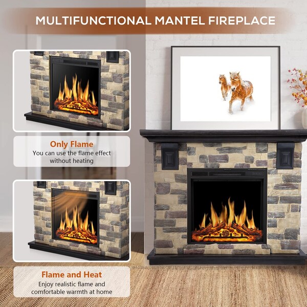 Edendirect 50.59'' 750/1500W Heater, 7 Flame Brightness, Multi-Color Freestanding Electric Fireplace - Y4926+Y926M