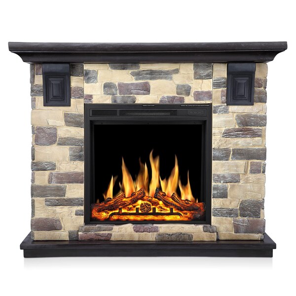 Edendirect 50.59'' 750/1500W Heater, 7 Flame Brightness, Multi-Color Freestanding Electric Fireplace - Y4926+Y926M