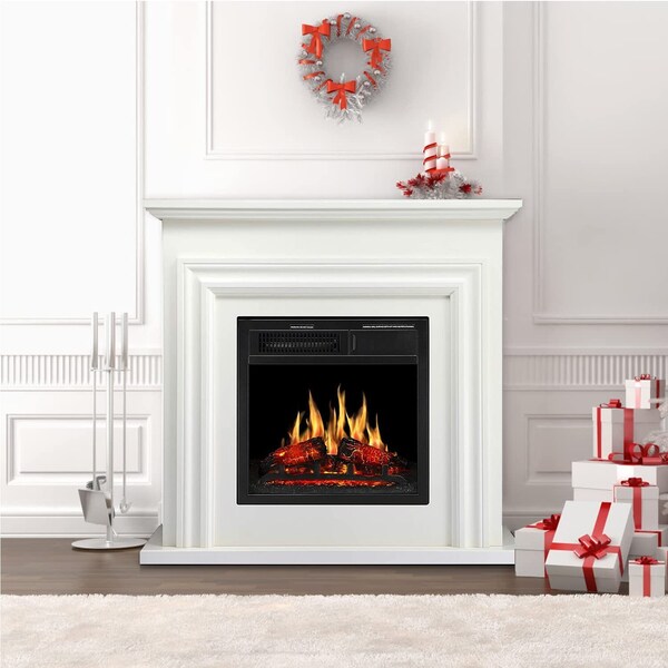 Edendirect 36.17'' 1500W heater, 7 flame brightness, overheat protection, remote control electric fireplace - M1804A-WHITE+M1804C