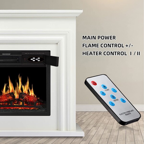 Edendirect 36.17'' 1500W heater, 7 flame brightness, overheat protection, remote control electric fireplace - M1804A-WHITE+M1804C