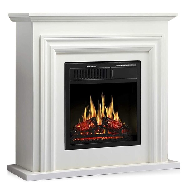 Edendirect 36.17'' 1500W heater, 7 flame brightness, overheat protection, remote control electric fireplace - M1804A-WHITE+M1804C
