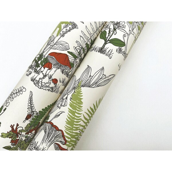 York Wallcoverings Mushroom Garden Toile Red and Green Wallpaper - RT7891