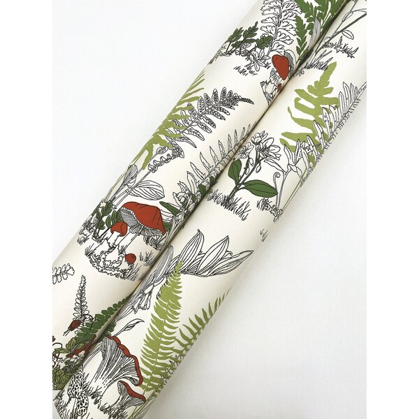 York Wallcoverings Mushroom Garden Toile Red and Green Wallpaper - RT7891