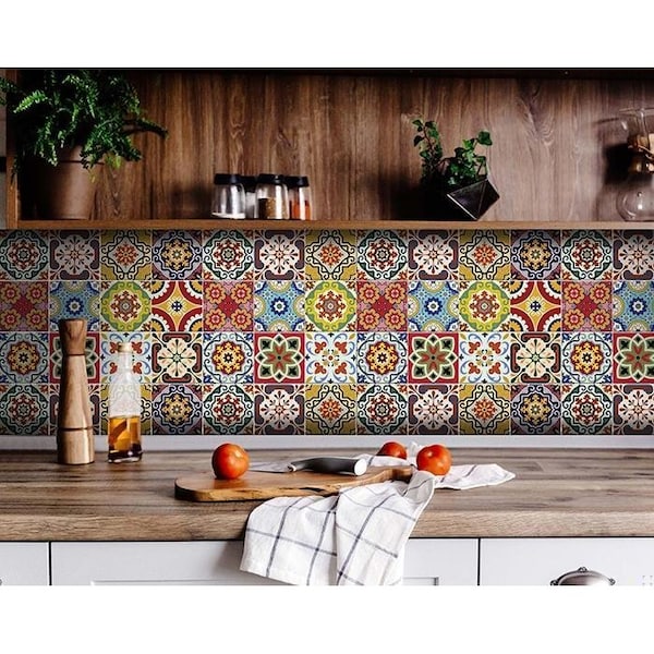 Homeroots 7 x 7 in. Mediterra Yellow Mosaic Peel & Stick Tiles - 400053