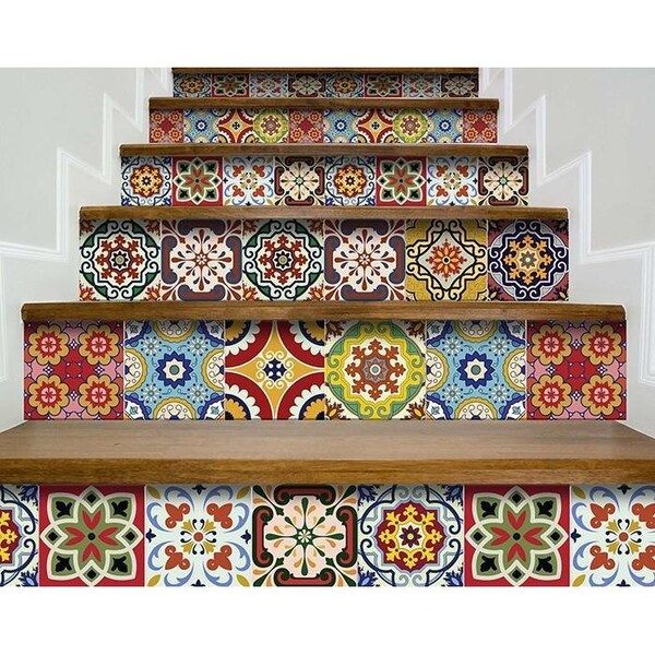 Homeroots 7 x 7 in. Mediterra Yellow Mosaic Peel & Stick Tiles - 400053