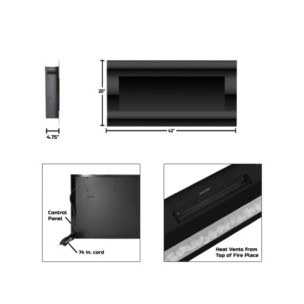 Hastings Home Hastings Home 42-inch Electric Fireplace, Wall Mount, Front Vent, LED Flame and Remote Control - 910742VLZ