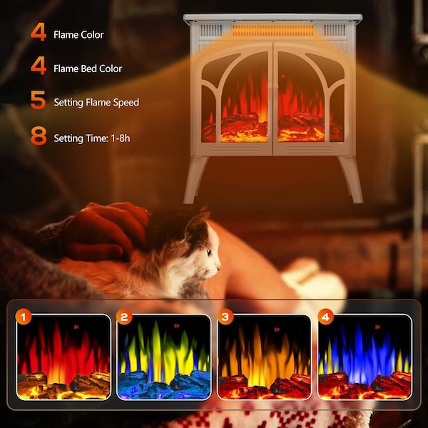 Edendirect 23.46'' Freestanding Electric Fireplace Heater, Adjustable Brightness and Heating Mode, Beige - S230B-BEIGE