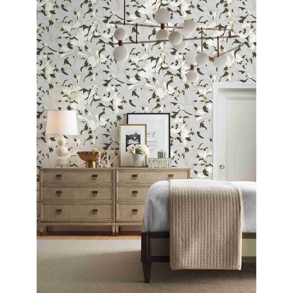 York Wallcoverings Acanthus Toss Black and Grey Wallpaper - NV5510
