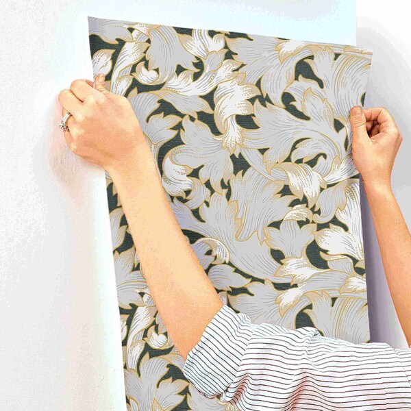 York Wallcoverings Acanthus Toss Black and Grey Wallpaper - NV5510
