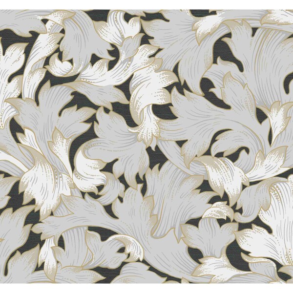 York Wallcoverings Acanthus Toss Black and Grey Wallpaper - NV5510
