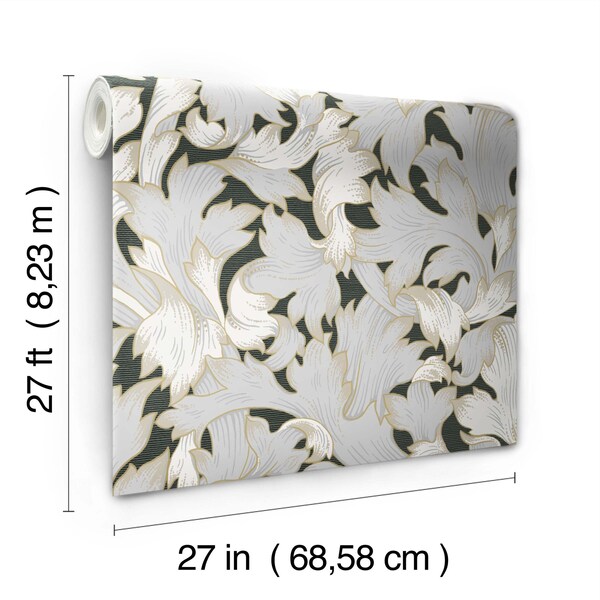 York Wallcoverings Acanthus Toss Black and Grey Wallpaper - NV5510