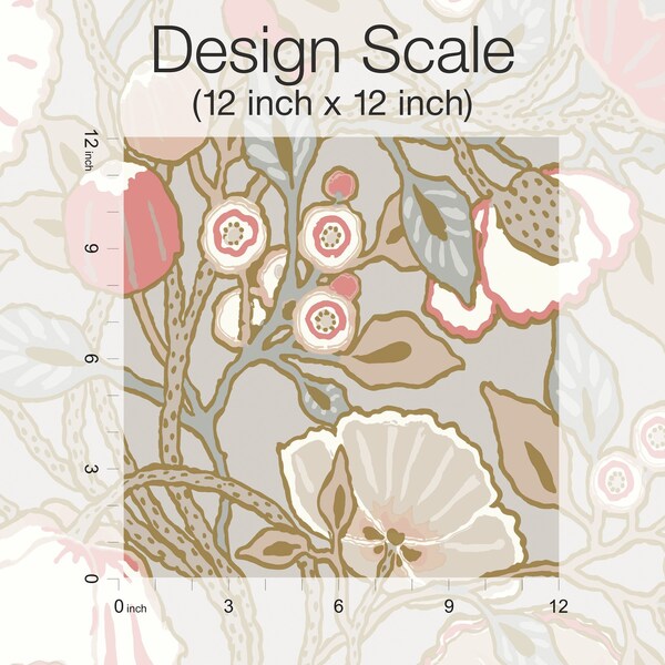 York Wallcoverings Poppies Grey and Pink Metallic Wallpaper - GO8314