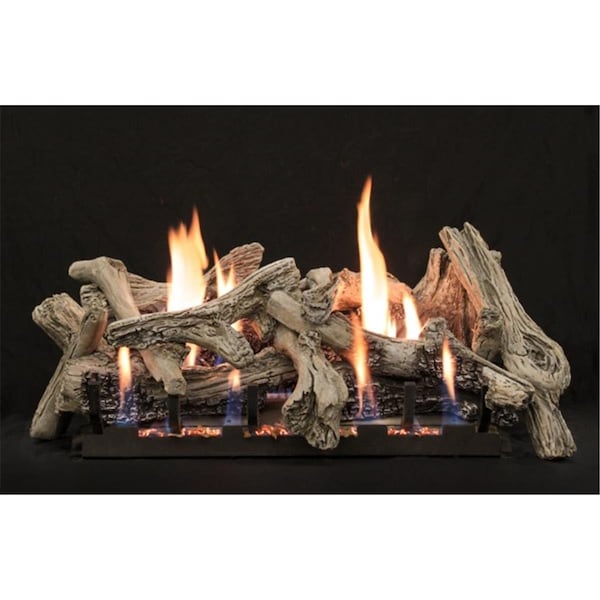 Mobiliario 24 in. Burncrete Driftwood Log Set for Fireplace - 10 Piece - MO2088830
