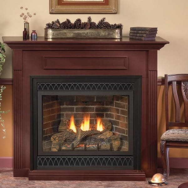 Mobiliario 24 in. Corner Cabinet Mantel Fireplaces, Dark Oak - MO3444676