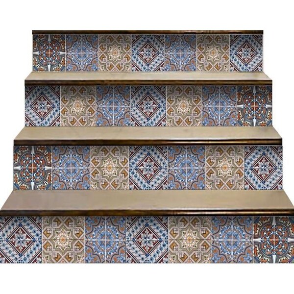 Homeroots 5 x 5 in. Blue Warm Tones Mosaic Peel & Stick Tiles - 400256