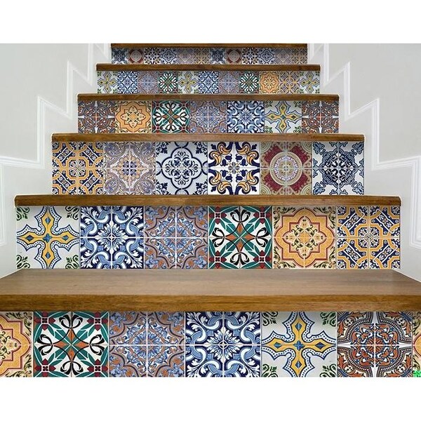 Homeroots 6 x 6 in. Addina Blue Multi Mosaic Peel & Stick Tiles - 400382
