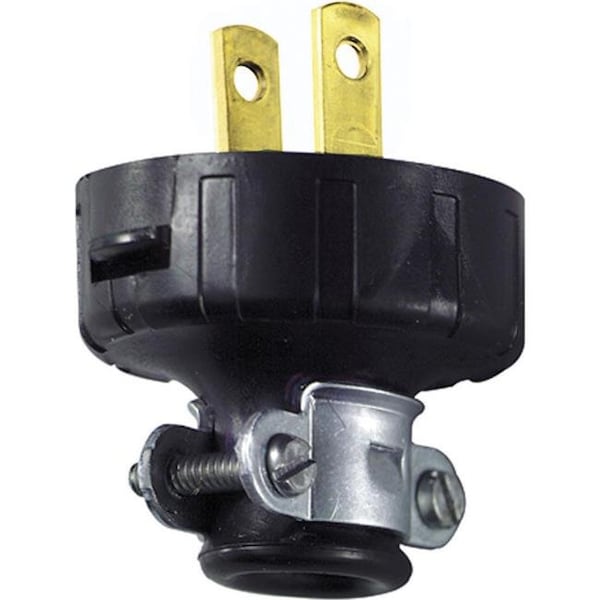 Ezgeneration 48646-000 Enchufe de vinilo residencial no polarizado 1-15P 18-14 AWG 2 polos 2 cables - Negro - EZ150713