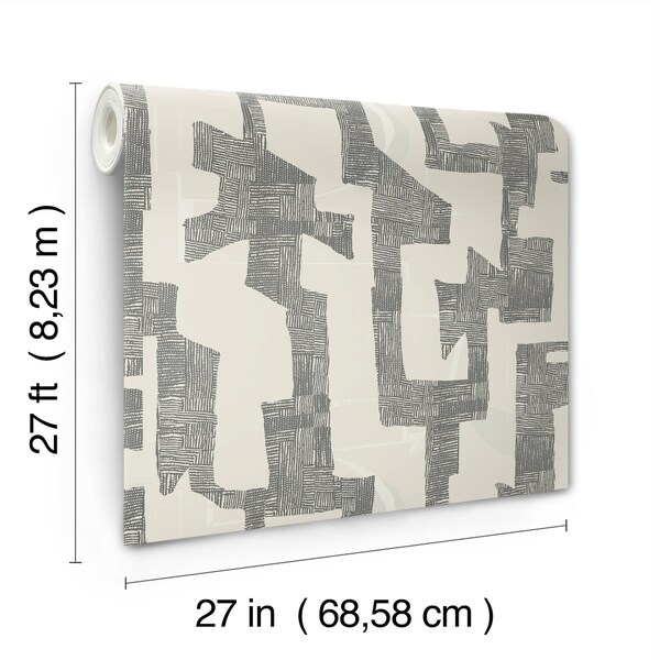 York Wallcoverings Modern Tribal Linen and Charcoal Wallpaper Sample - AG2101SAM