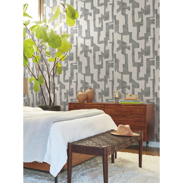 York Wallcoverings Modern Tribal Linen and Charcoal Wallpaper Sample - AG2101SAM