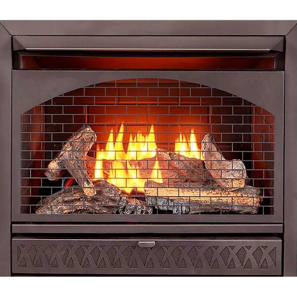 Procom Heating Dual Fuel Vent Free Gas Fireplace System, 26,000 BTU, T-Stat Control, Antique White Finish - FBNSD28T-2AW
