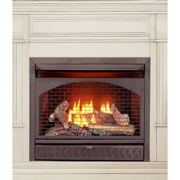 Procom Heating Dual Fuel Vent Free Gas Fireplace System, 26,000 BTU, T-Stat Control, Antique White Finish - FBNSD28T-2AW