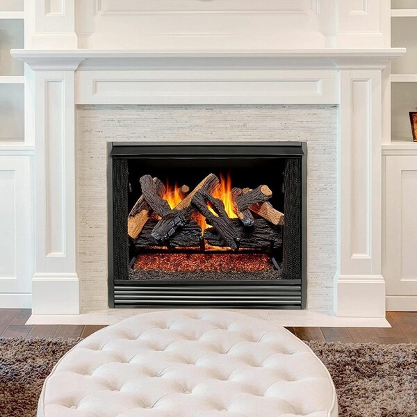 Duluth Forge Vented Natural Gas Log Set With Remote Control Kit, 18 in, 45,000 BTU, Heartland Oak - FNVL18-1-RO