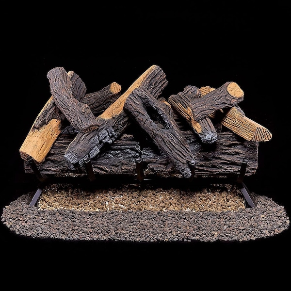 Duluth Forge Vented Natural Gas Log Set With Remote Control Kit, 18 in, 45,000 BTU, Heartland Oak - FNVL18-1-RO