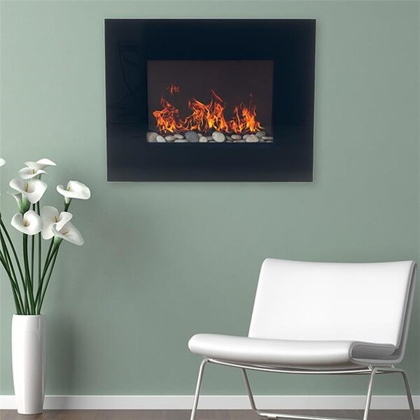 Northwest Northwest M029010 Black Glass Panel Electric Fireplace Wall Mount & Remote - M029010