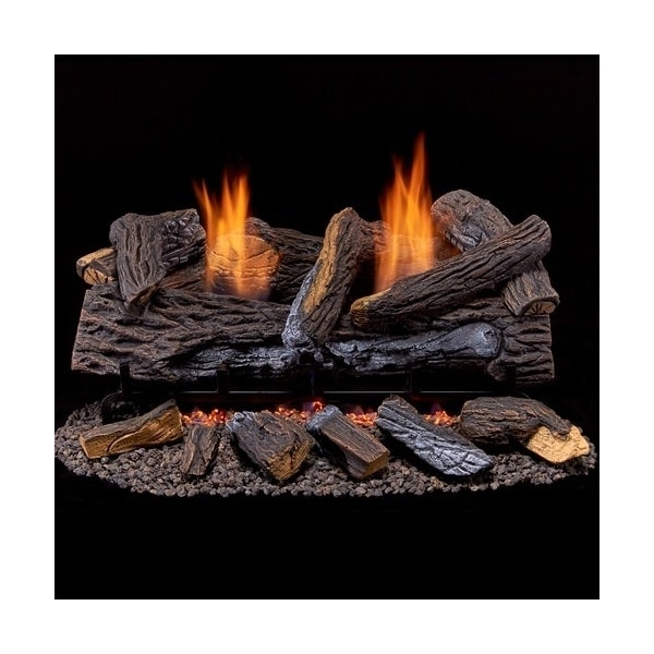 Duluth Forge Ventless Dual Fuel Log Set - 24 In. Split Red Oak, 33,000 Btu, T-Stat - DLS-24T-1