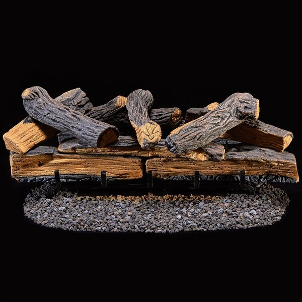 Duluth Forge Ventless Dual Fuel Log Set - 30 In. Stacked Red Oak, 33,000 Btu, T-S - DLS-30T-2