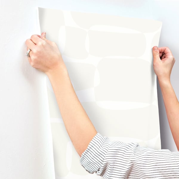 York Wallcoverings Block White and Ivory Wallpaper - AG2072
