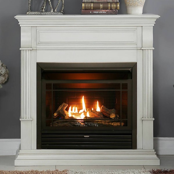 Duluth Forge Dual Fuel Ventless Gas Fireplace With Mantel - 26,000 Btu, T-Stat - DFS-300T-2AW